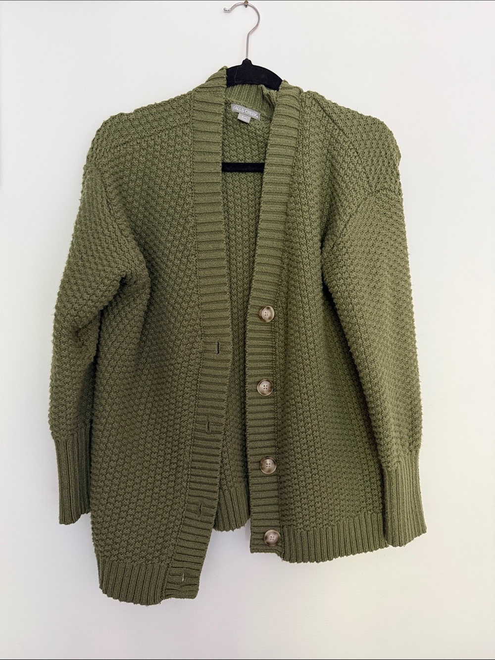 Falls Creek Olive Green Chunky Button Cardigan